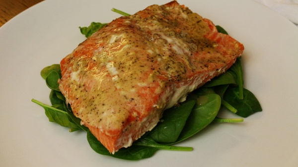 Salmon With Mustard Honey Glaze